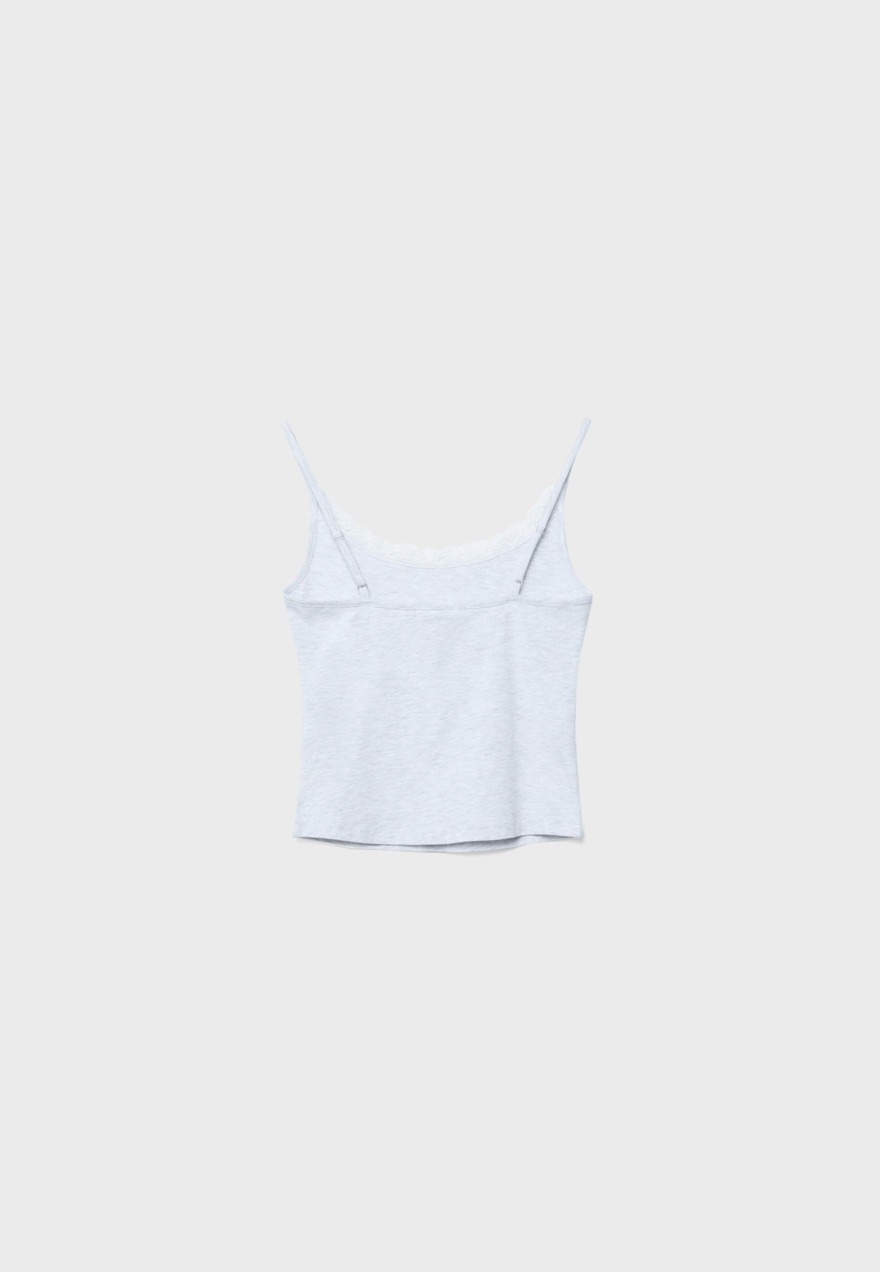 Lace trim strappy top — Grey melange