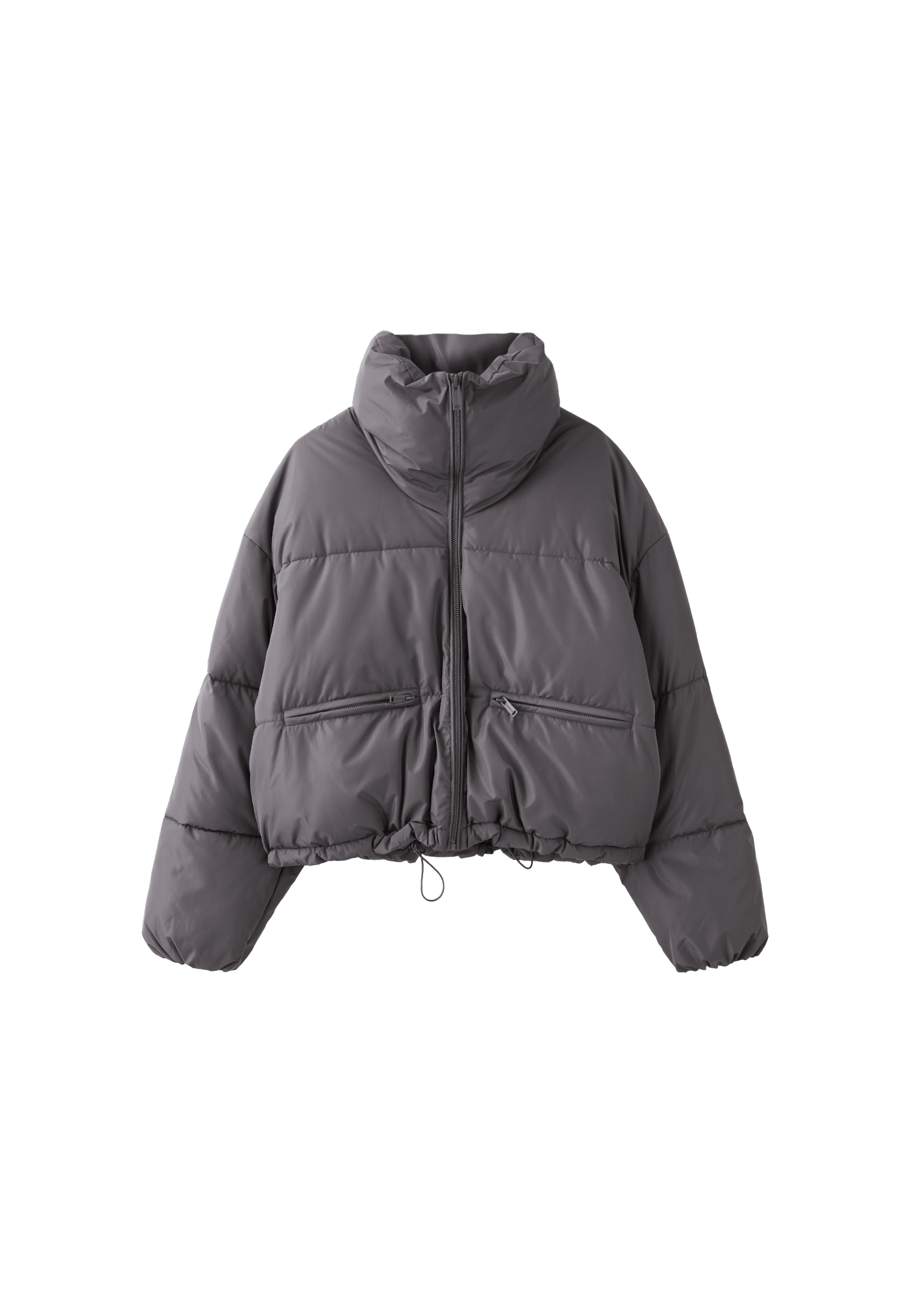 Basic hooded puffer jacket — Dark grey