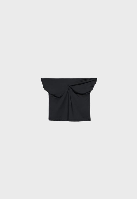 Düğüm detaylı poliamid bandeau top_2