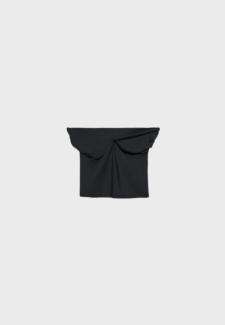 Düğüm detaylı poliamid bandeau top_2