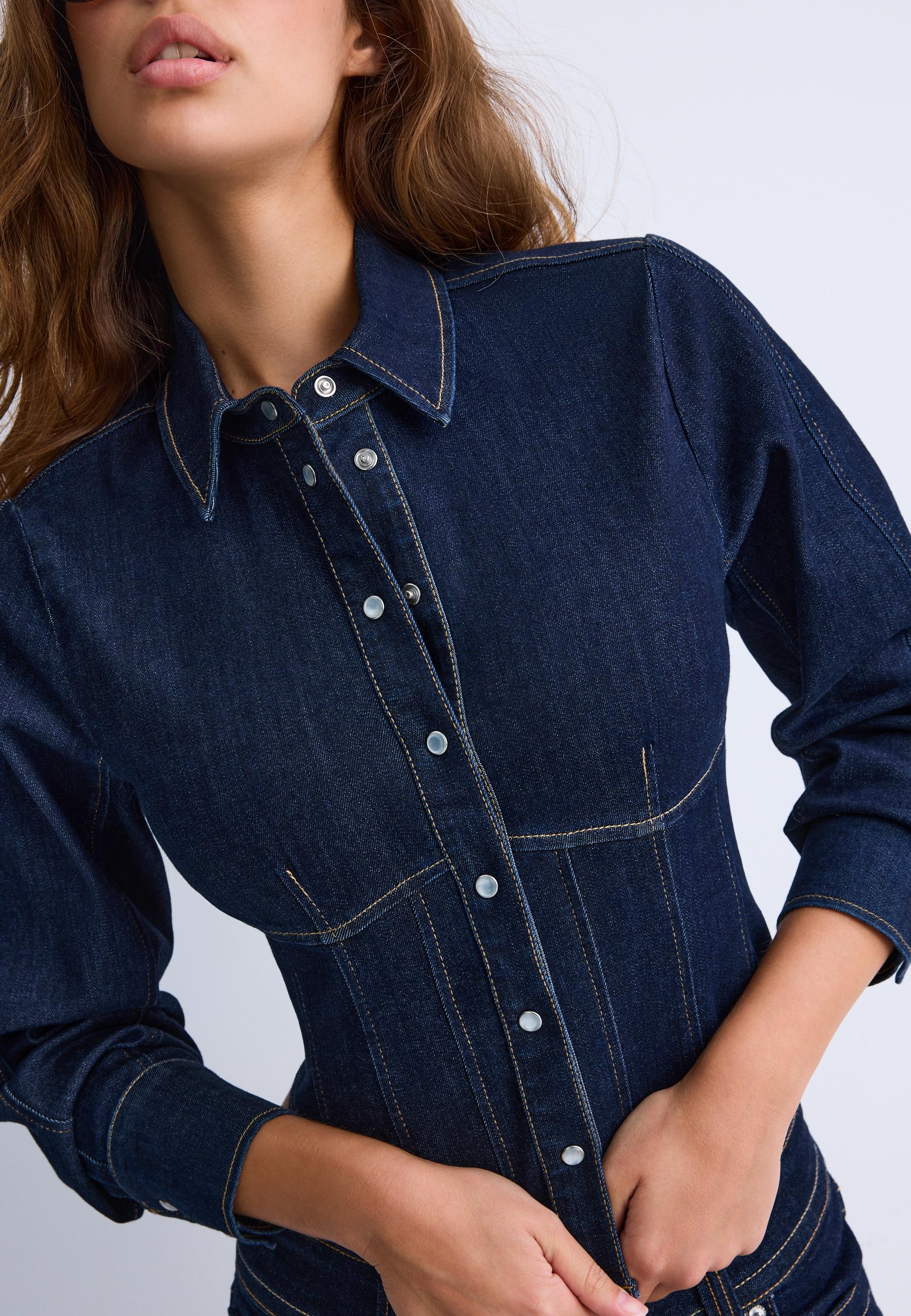 Denim corset shirt — OVERDYED BLUE DENIM