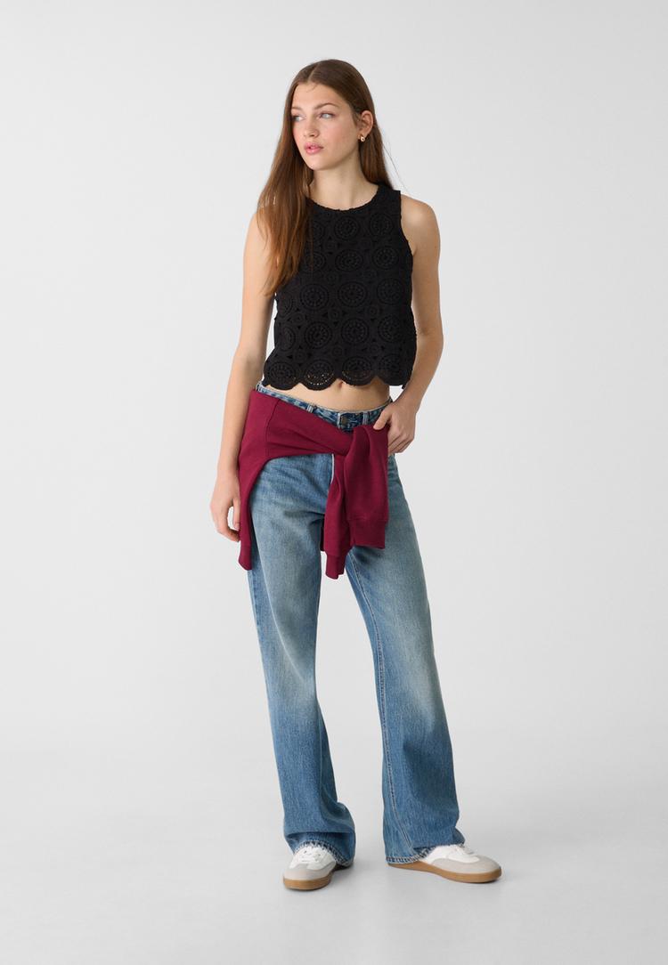 camiseta sin mangas efecto crochet