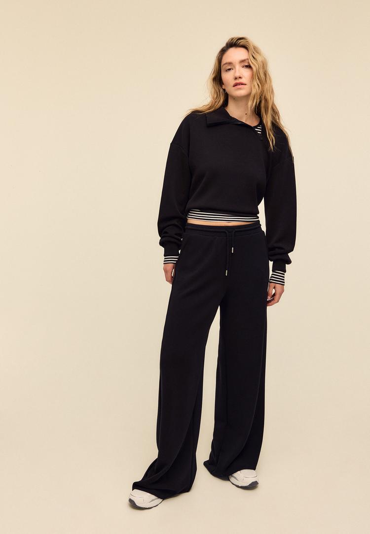 soft touch sweater met rits aan de zijkant