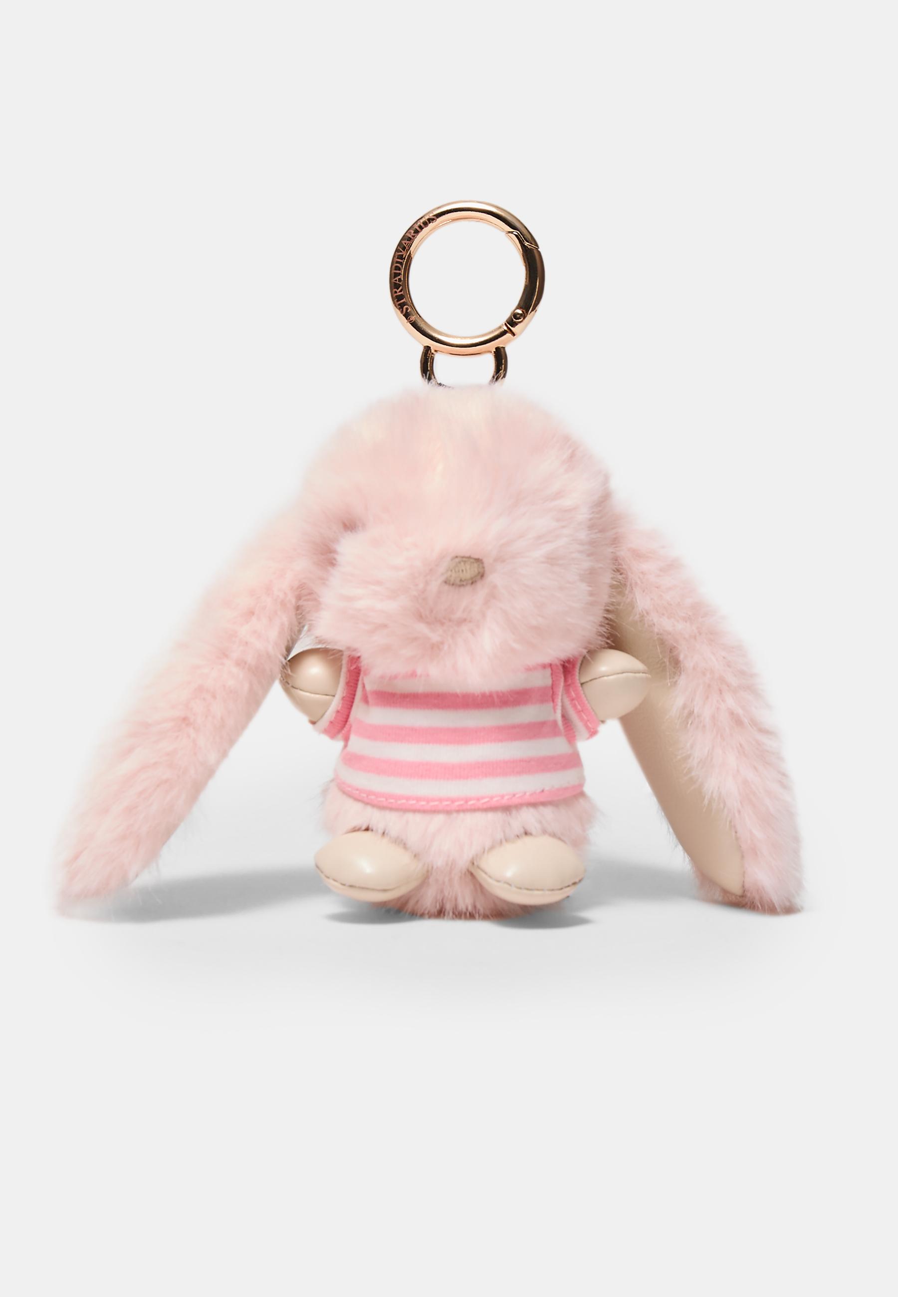 Rabbit charm keyring — Pale pink