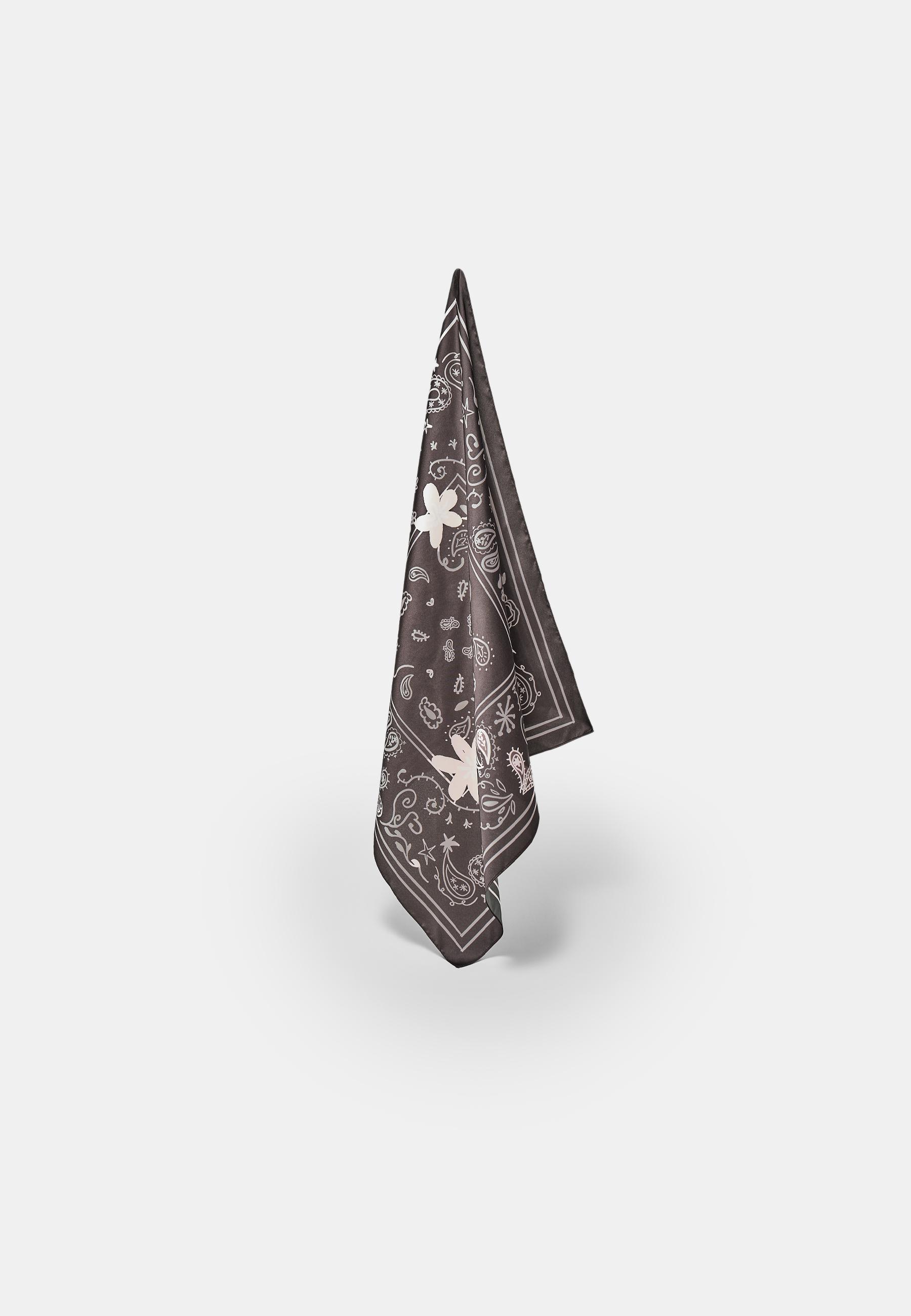 PAISLEY FLORAL SCARF — Brown