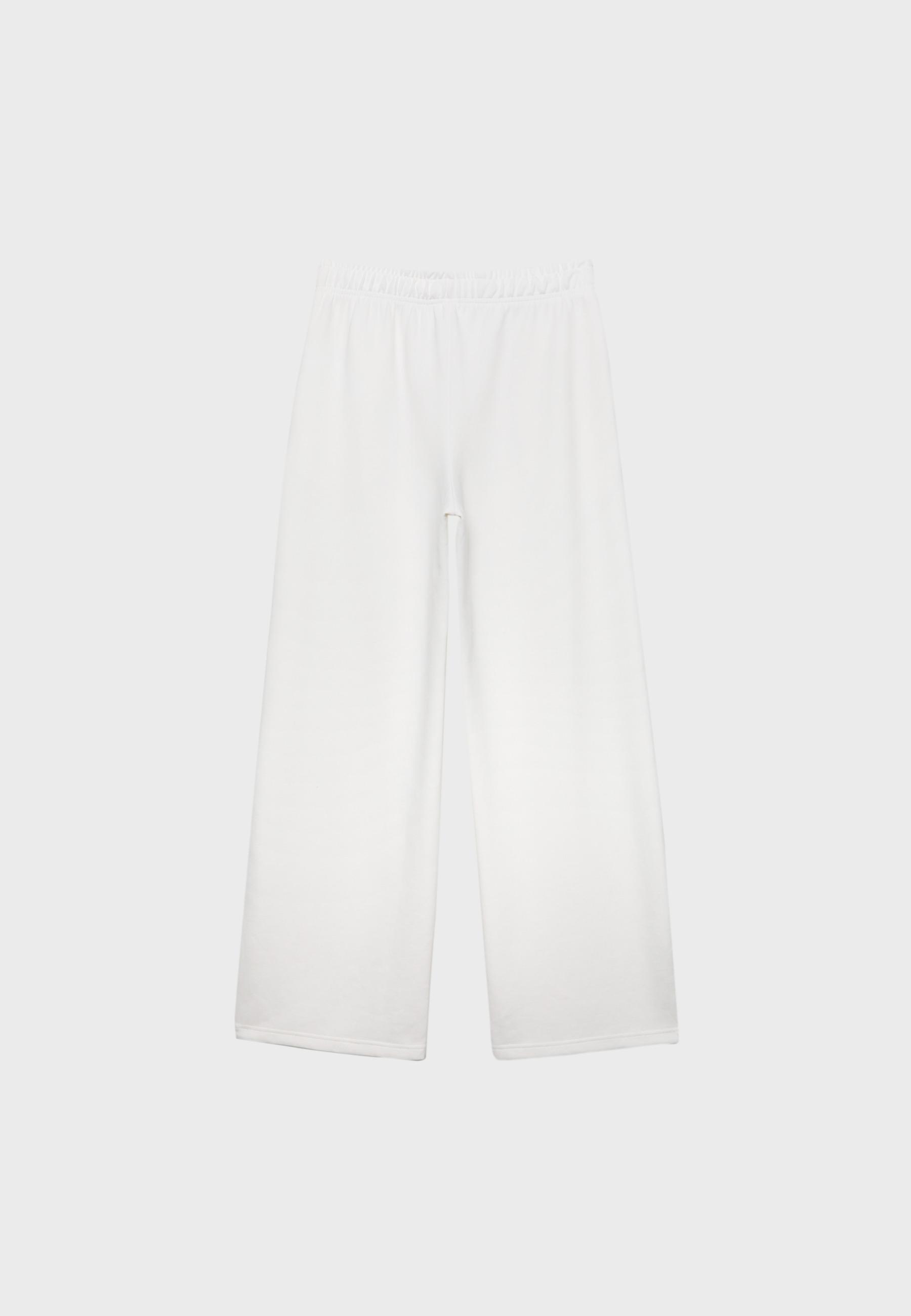 Wide-leg jogger trousers — Ecru