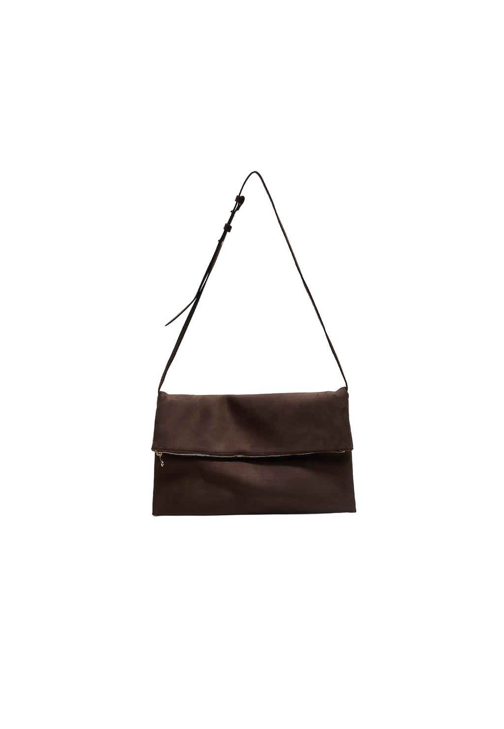 Faux suede maxi clutch