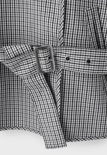 Short reversible check trench coat — Black 9