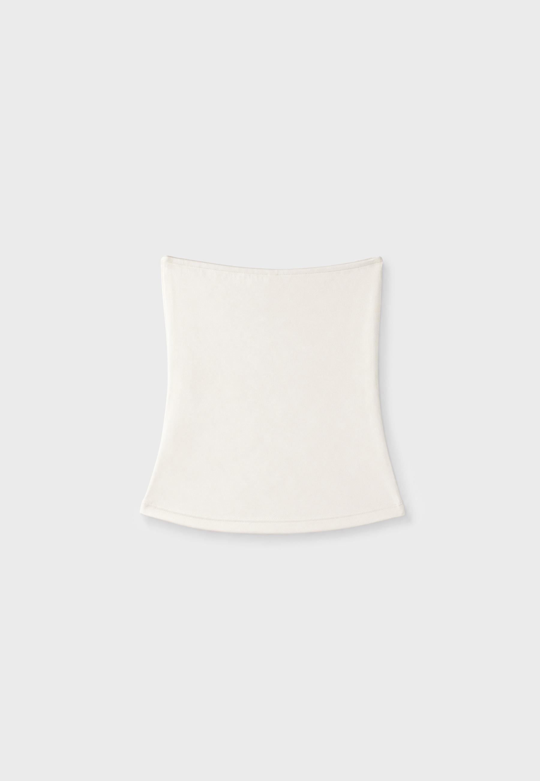 Draped cropped top — Ecru