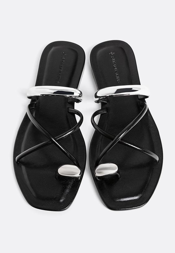 flat sandals with metal detail