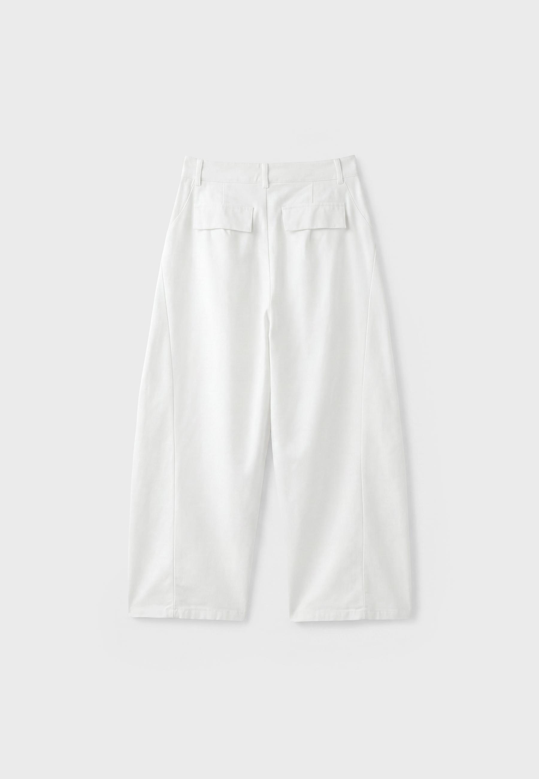 100% Cotton barrel trousers — White