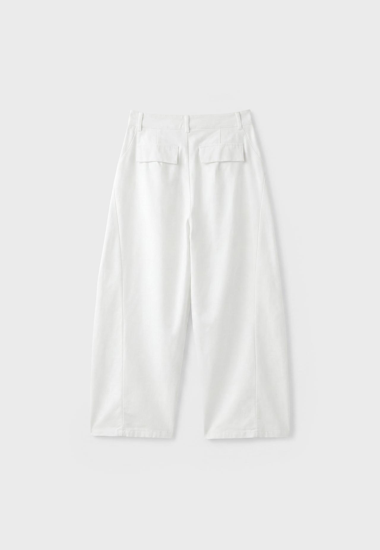 100% cotton barrel trousers — White