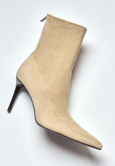 Faux suede stiletto heel ankle boots — BEIGE 1
