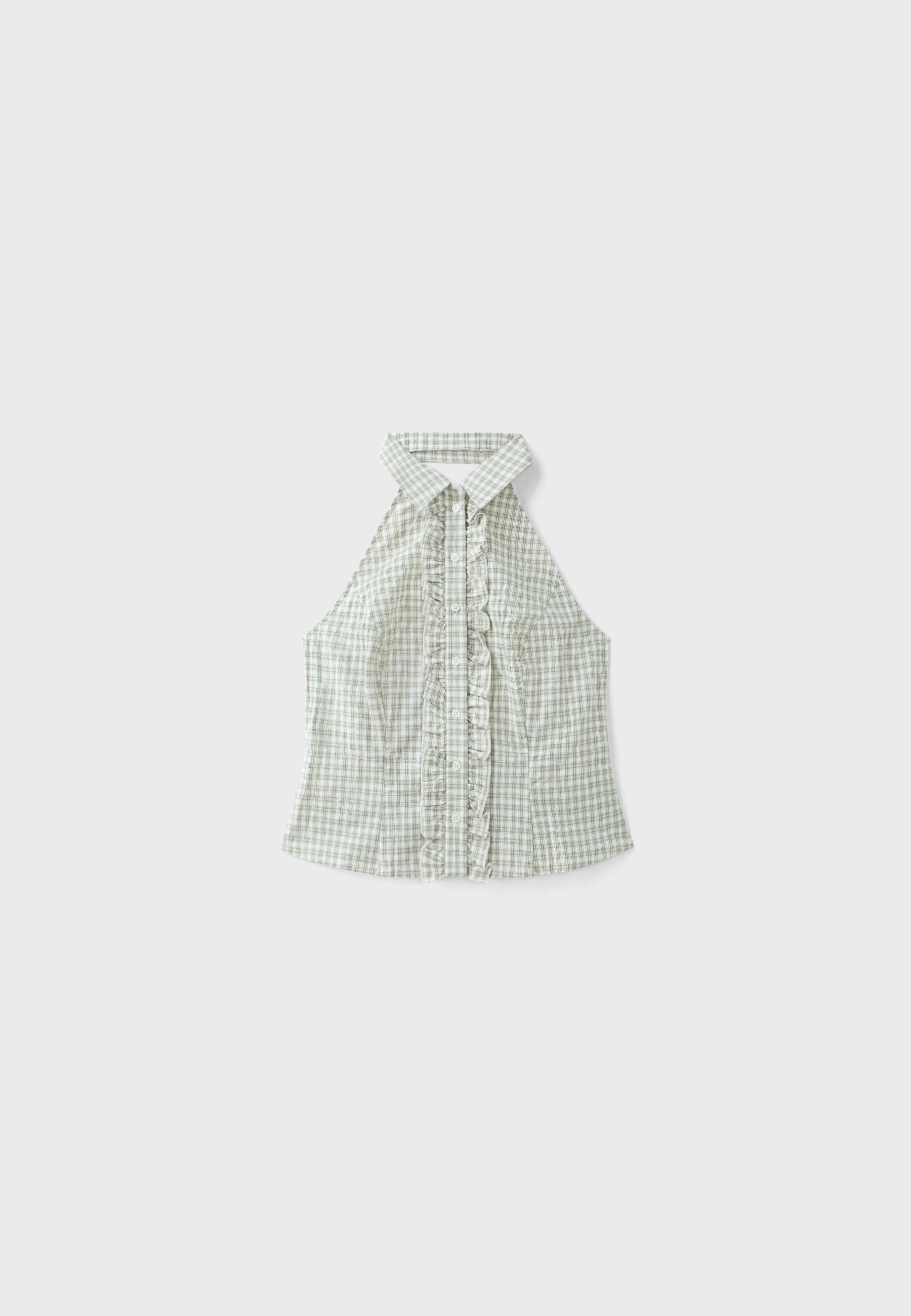 Checked halter top — Khaki