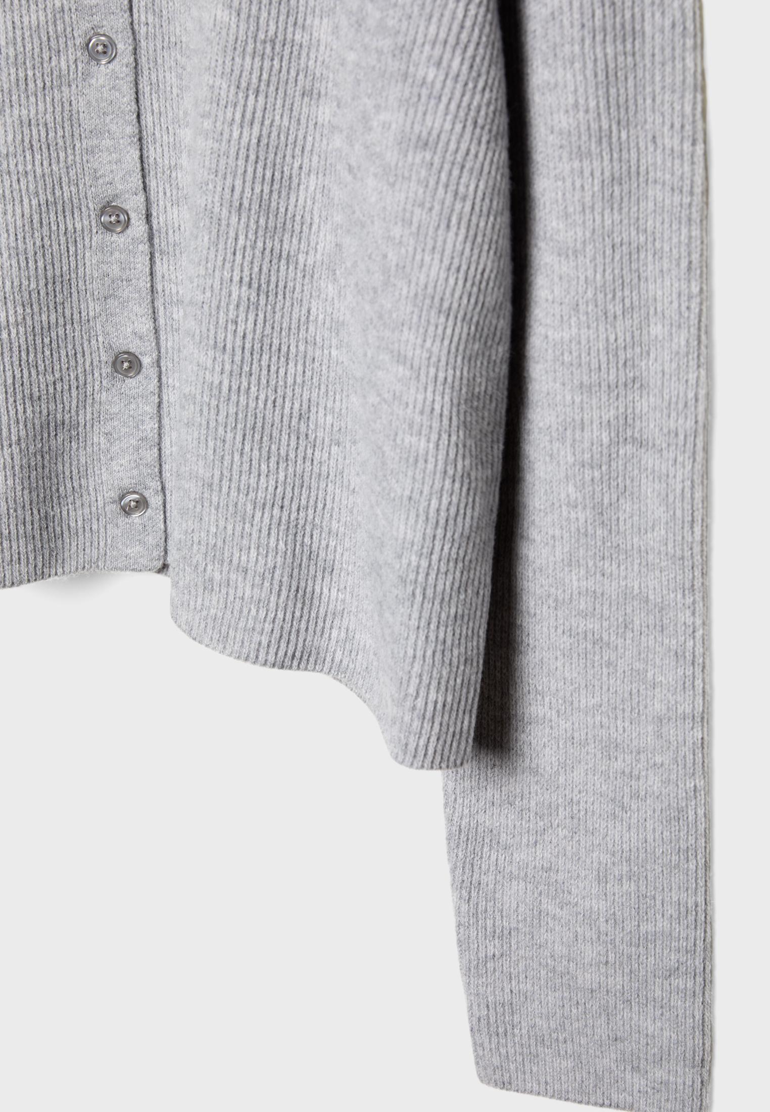 Ribbed knit cardigan with buttons - Women's fashion