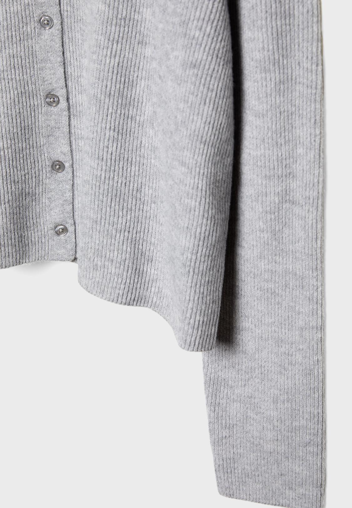 Gerippte Strickjacke mit Knöpfen - Main Image