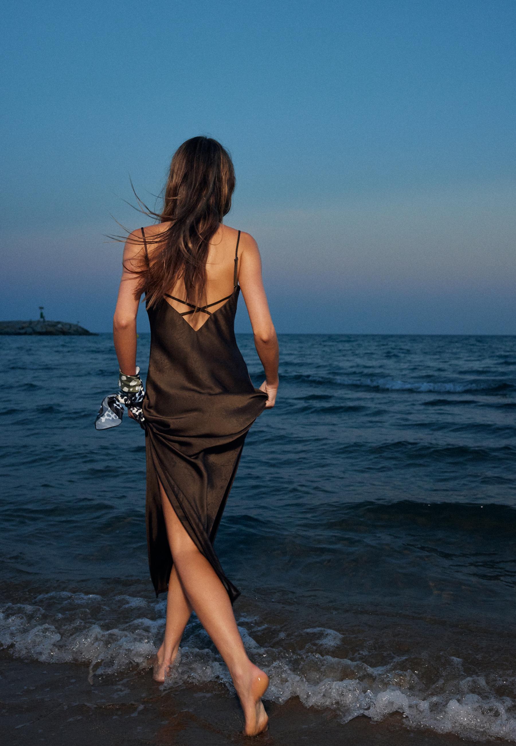 Satin midi dress — Brown