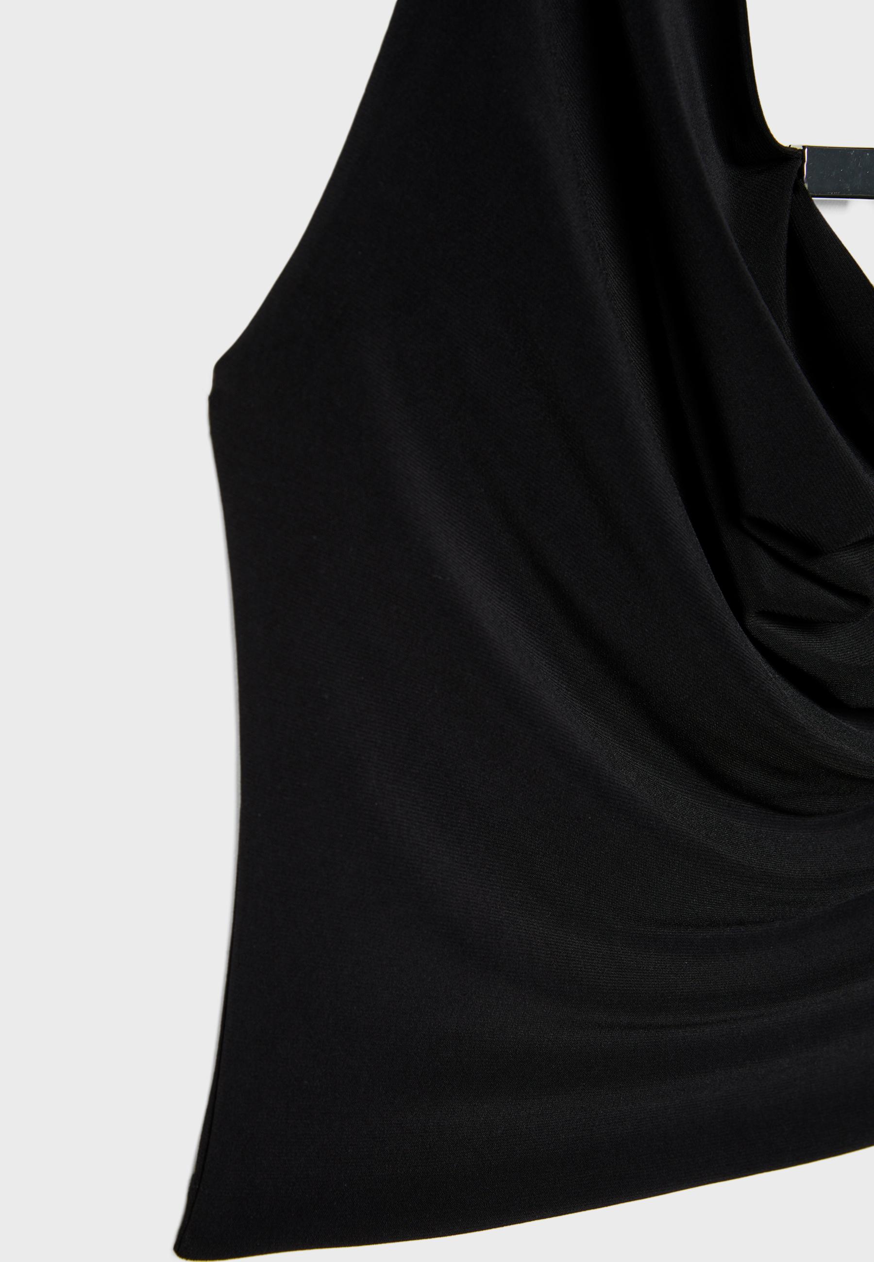 Metal detail halter top — Black