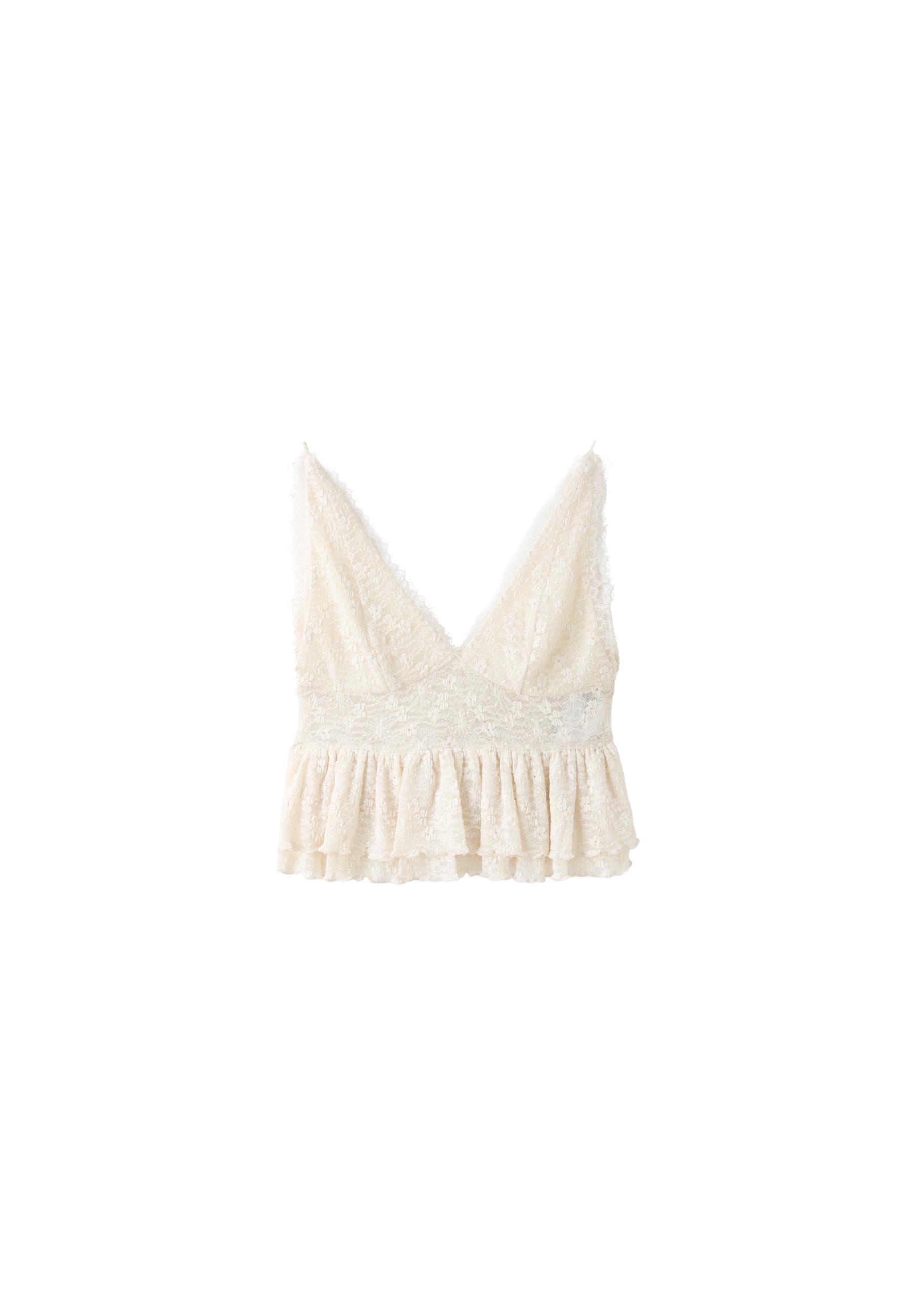 Lace peplum cami top — Vanilla