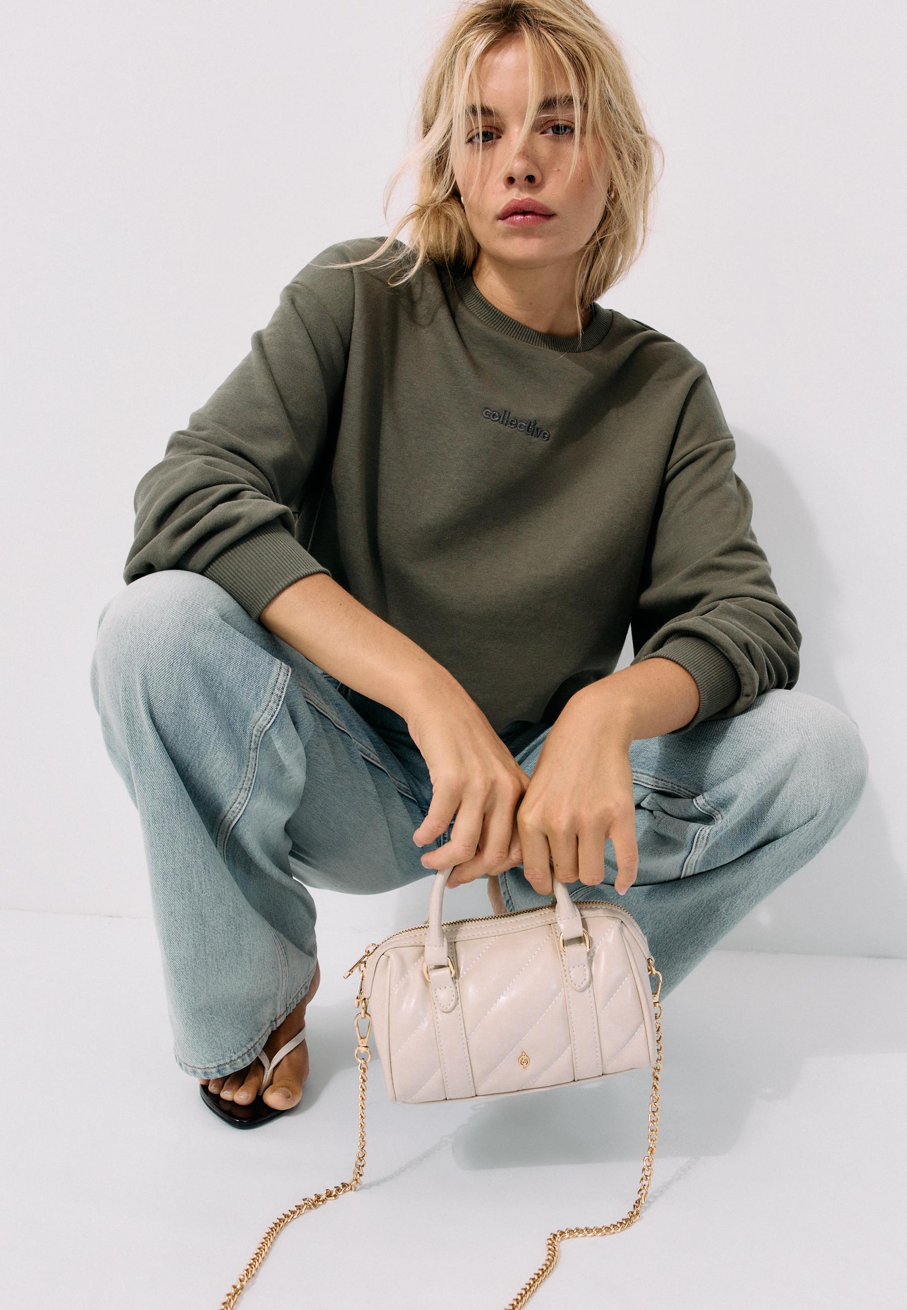 Quilted bowling bag — Ecru
