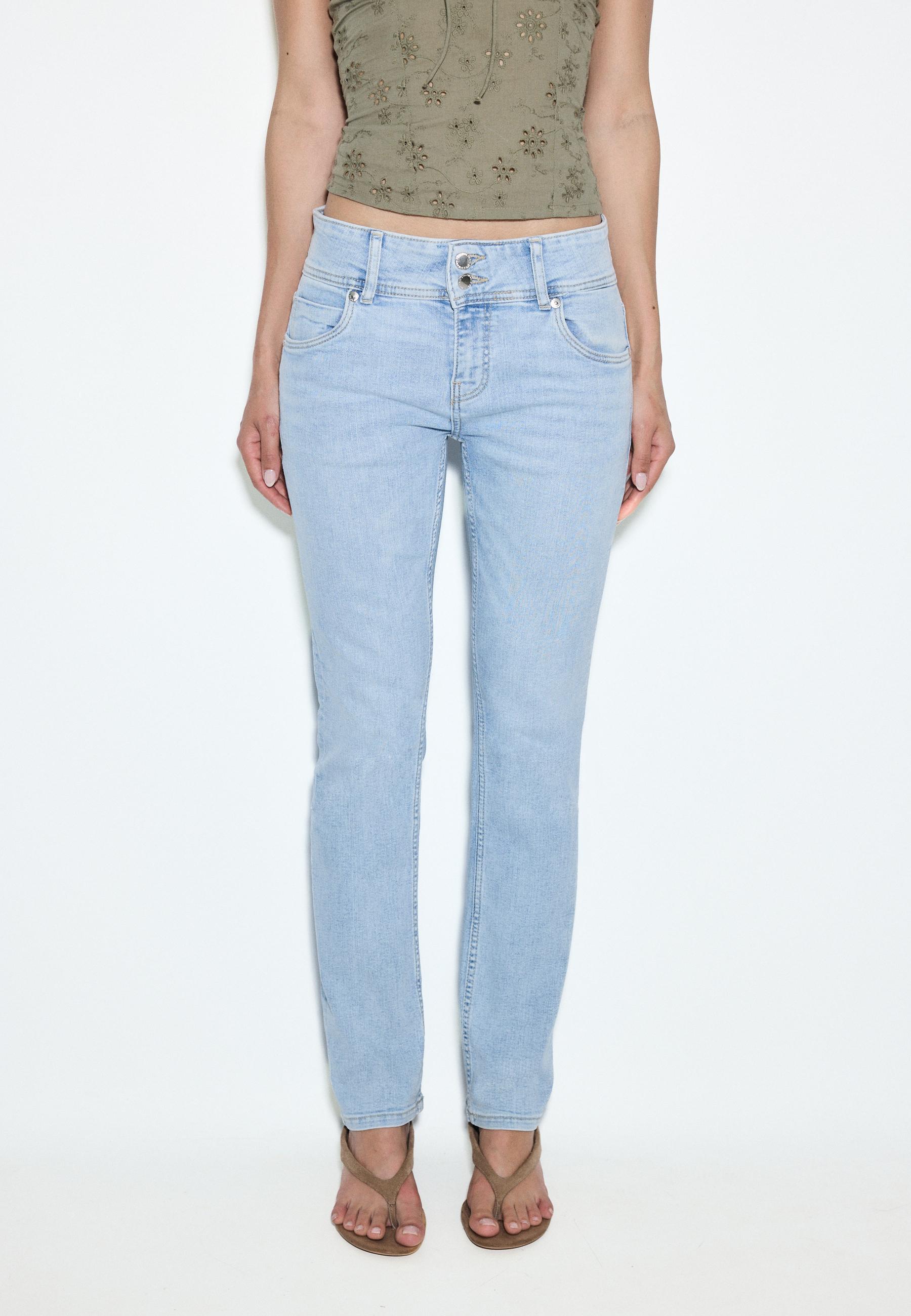 Stradivarius Χαμηλόμεσο Τζιν Παντελόνι Slim Fit Γαλάζιο 40
