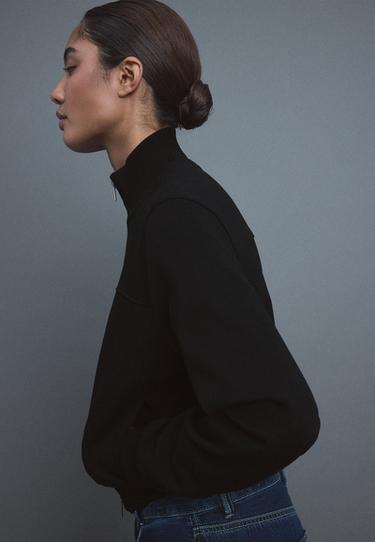 B09 Cropped high-neck zip-up sweatshirt — Black 4