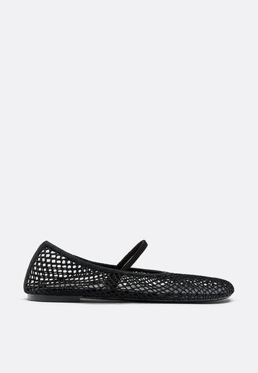 Mesh strap ballet flats — BLACK  2