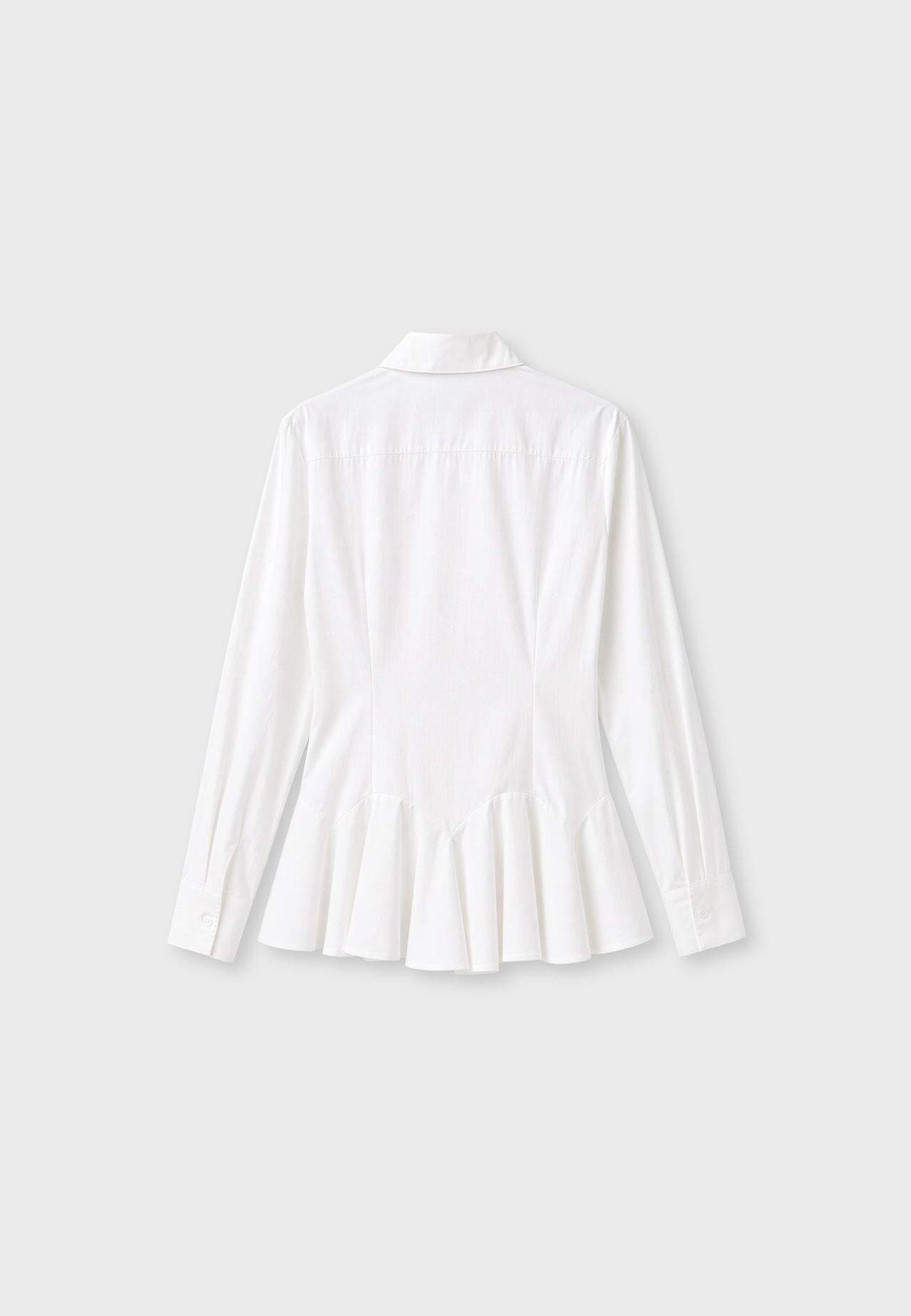Poplin shirt with ruffles — White