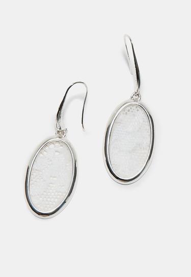 Oval lace dangle earrings — Grey 5