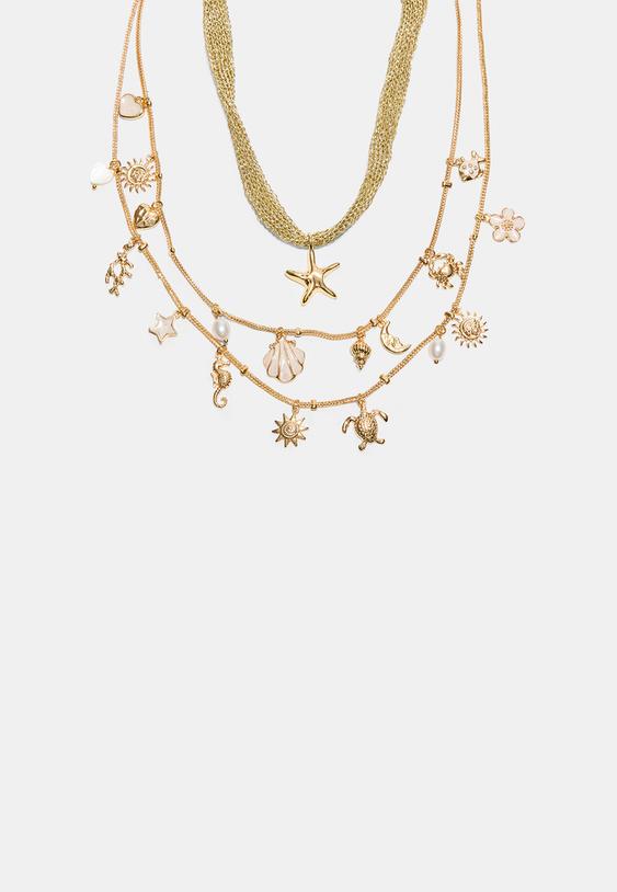 set 2 collares charms marinos