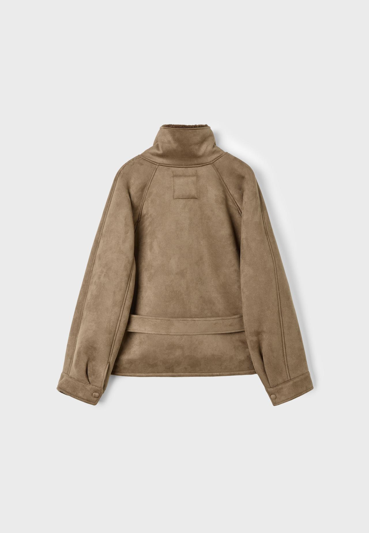 Faux suede double-faced jacket — camel