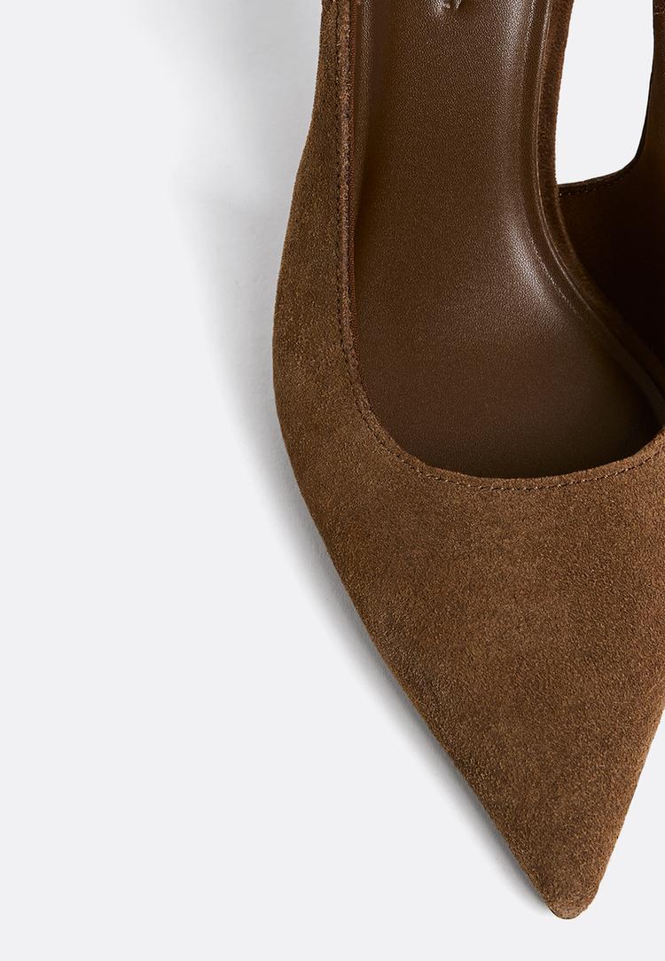 split suede heeled shoes