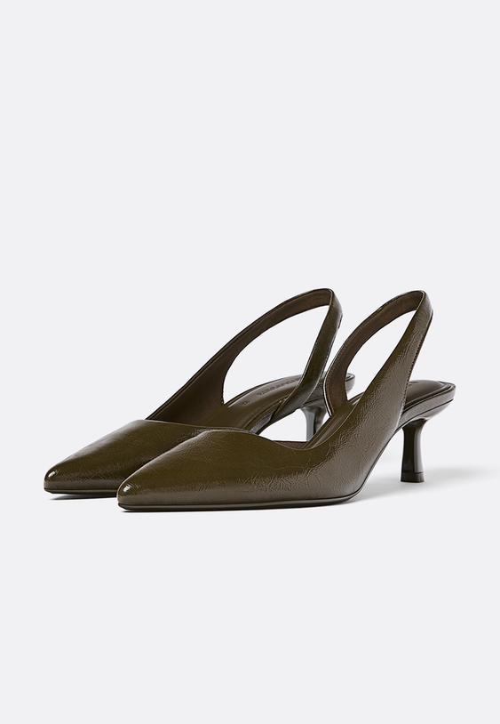 Stradivarius Chaussures Basiques Talon Kitten Heel Kaki 38