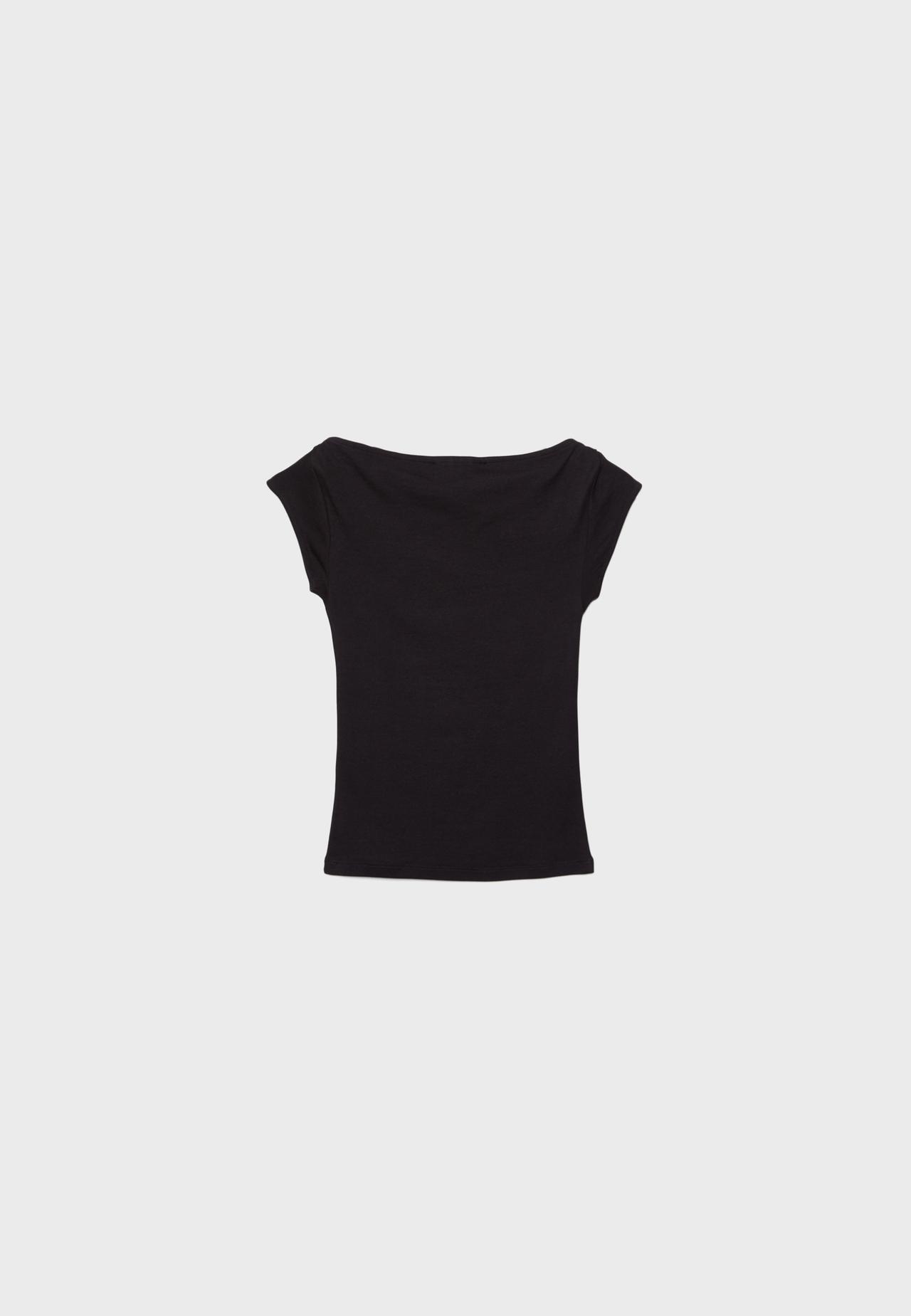 One Dilemma short sleeve boat neck T-shirt with rhinestones — Black