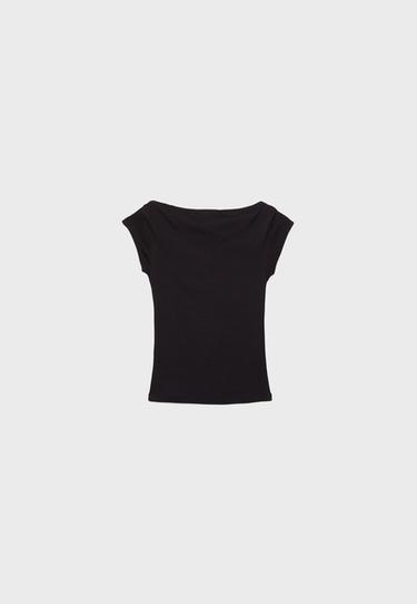 One Dilemma short sleeve boat neck T-shirt with rhinestones — Black 7