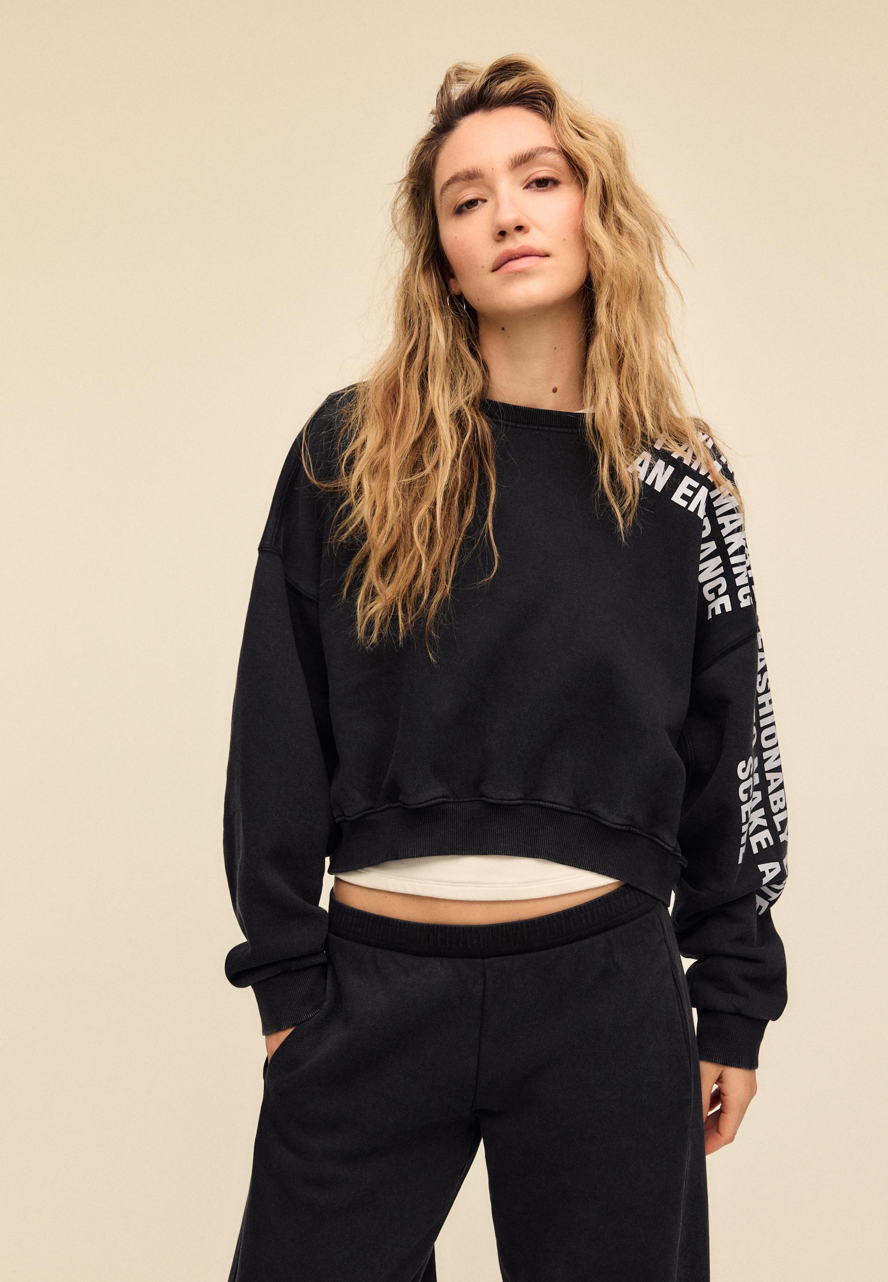 Soft touch acid wash sweatshirt — Dark grey