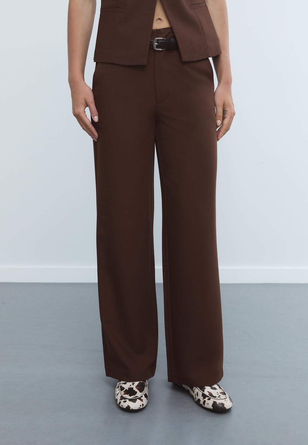 Flowing straight-leg smart trousers with belt