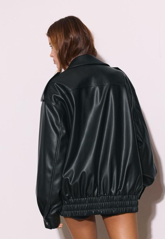 blouson motard oversize en similicuir