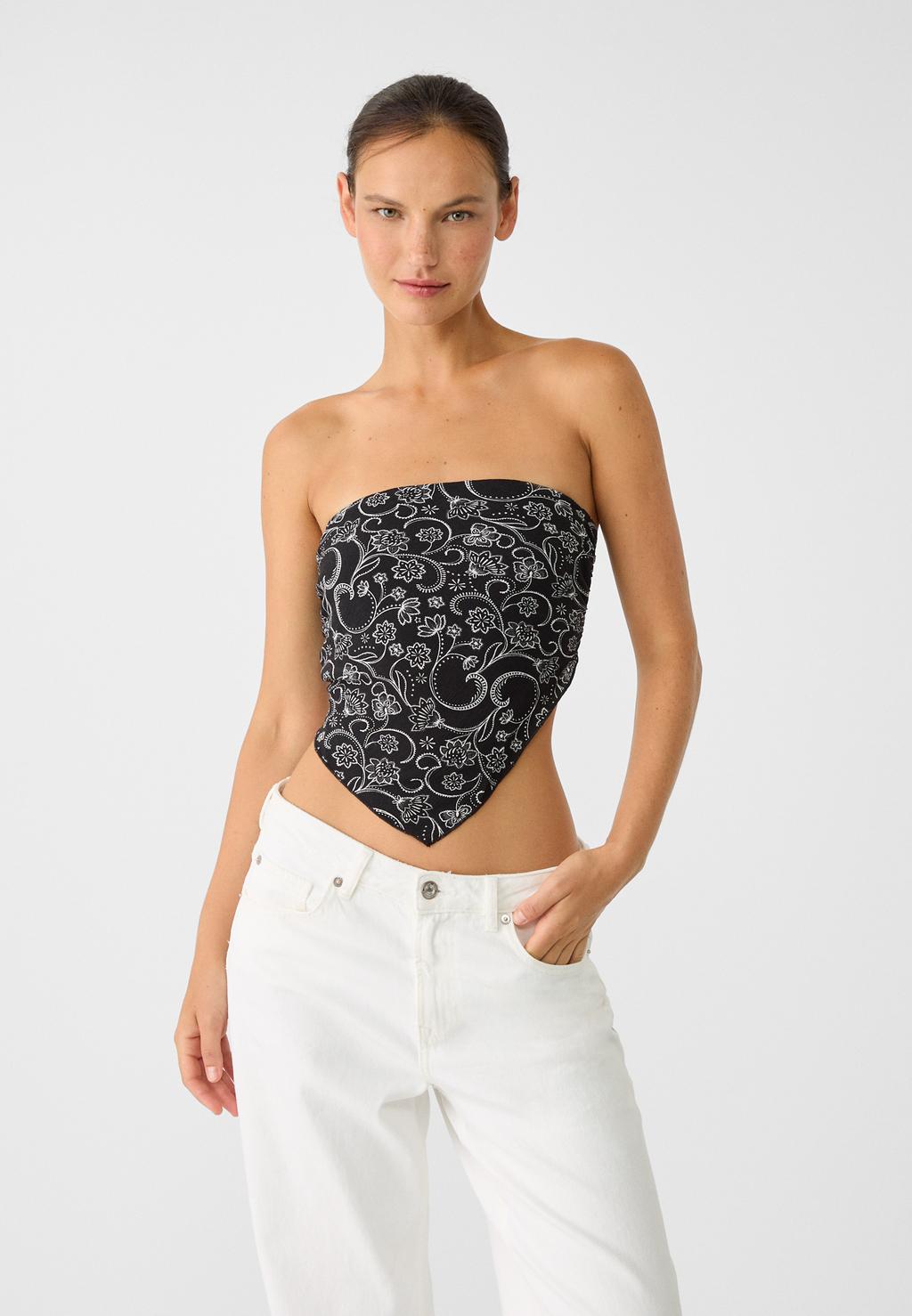 Top bustier pañuelo estampado