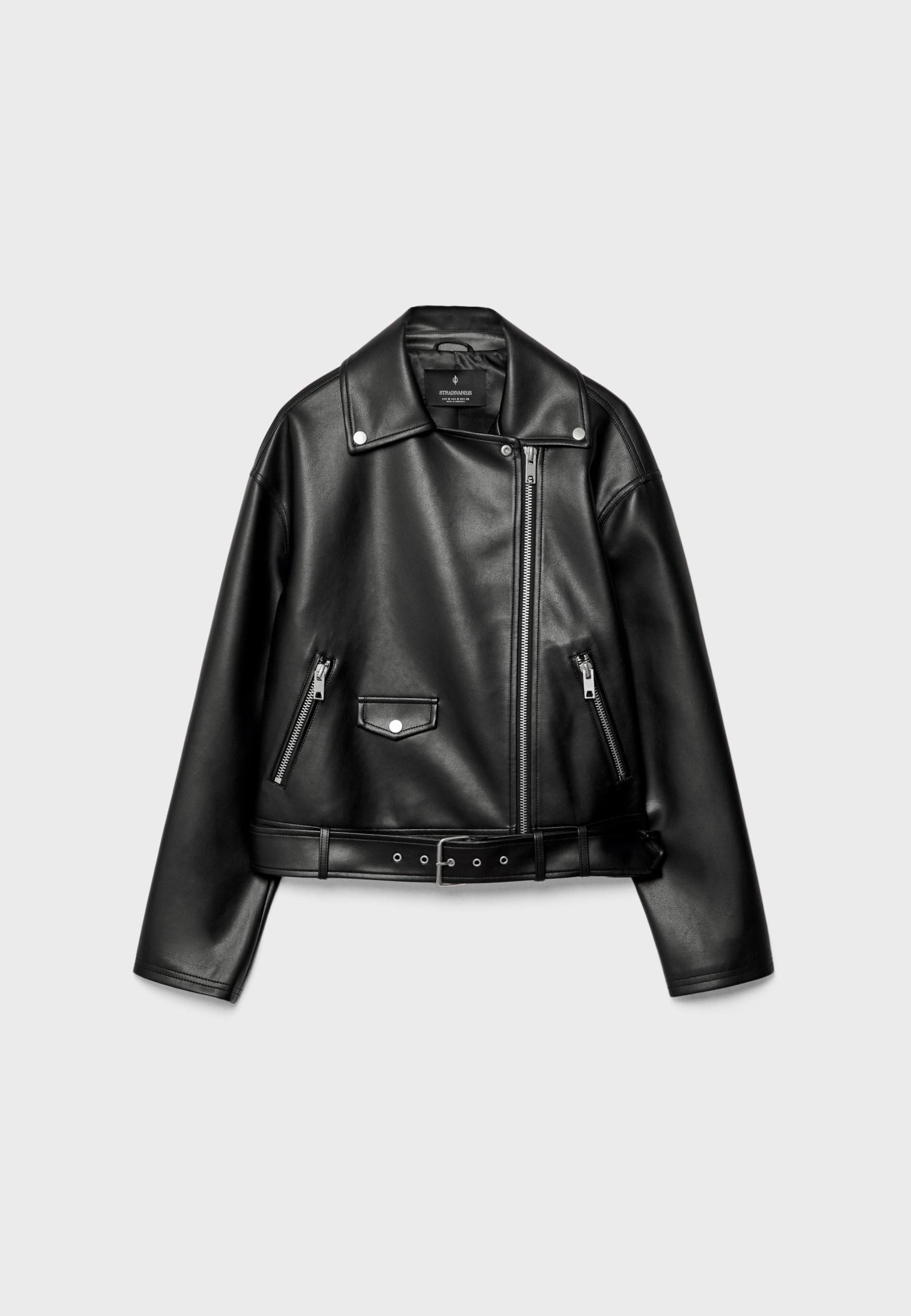 Leather effect jacket with pockets - Women's fashion