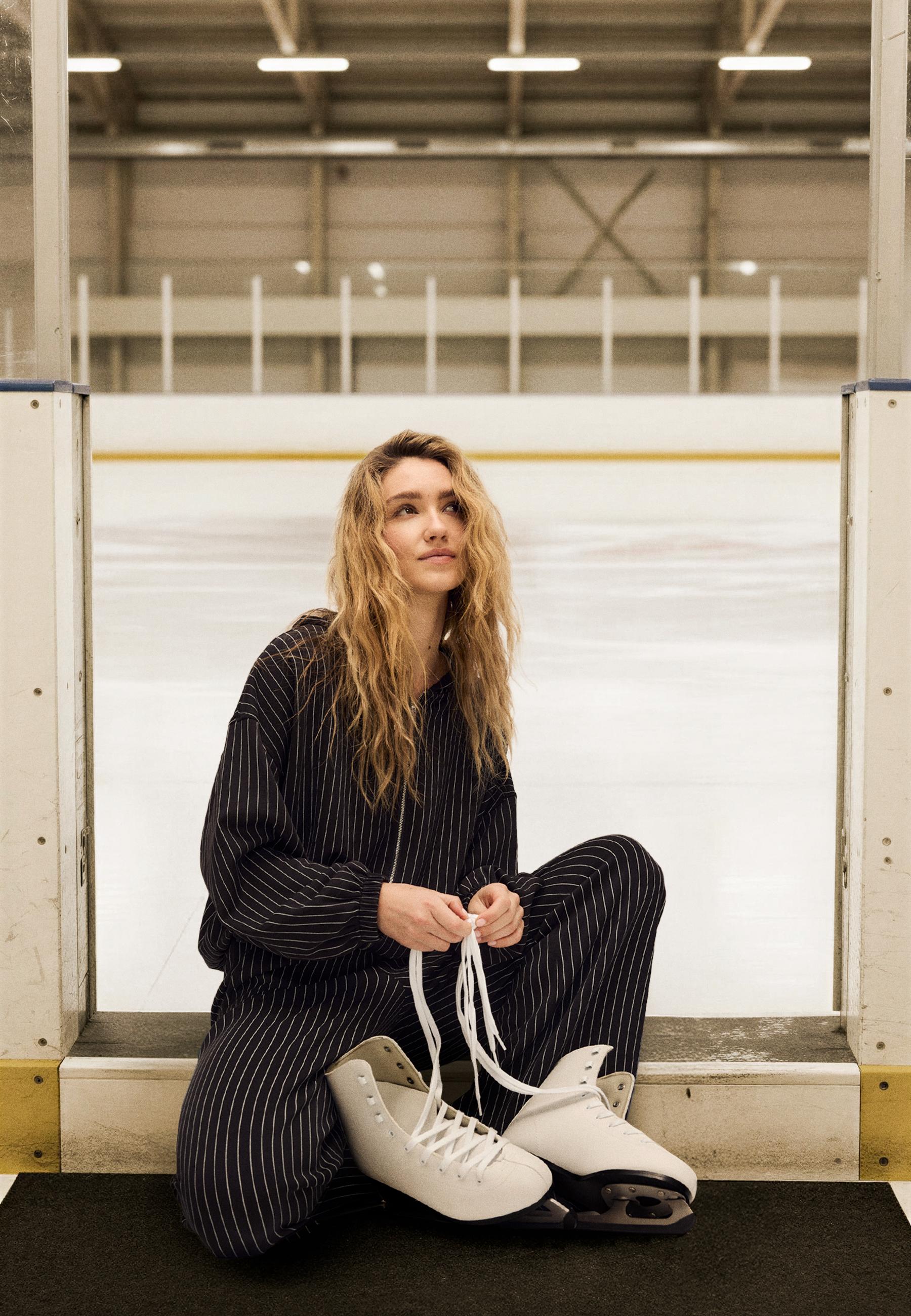 Soft-touch striped sweatshirt — Dark grey