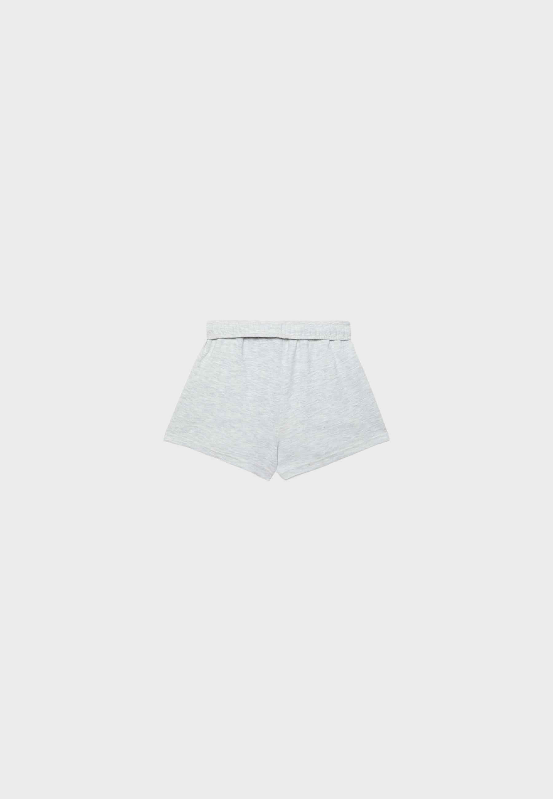 Turn-up waist mini shorts — Grey melange