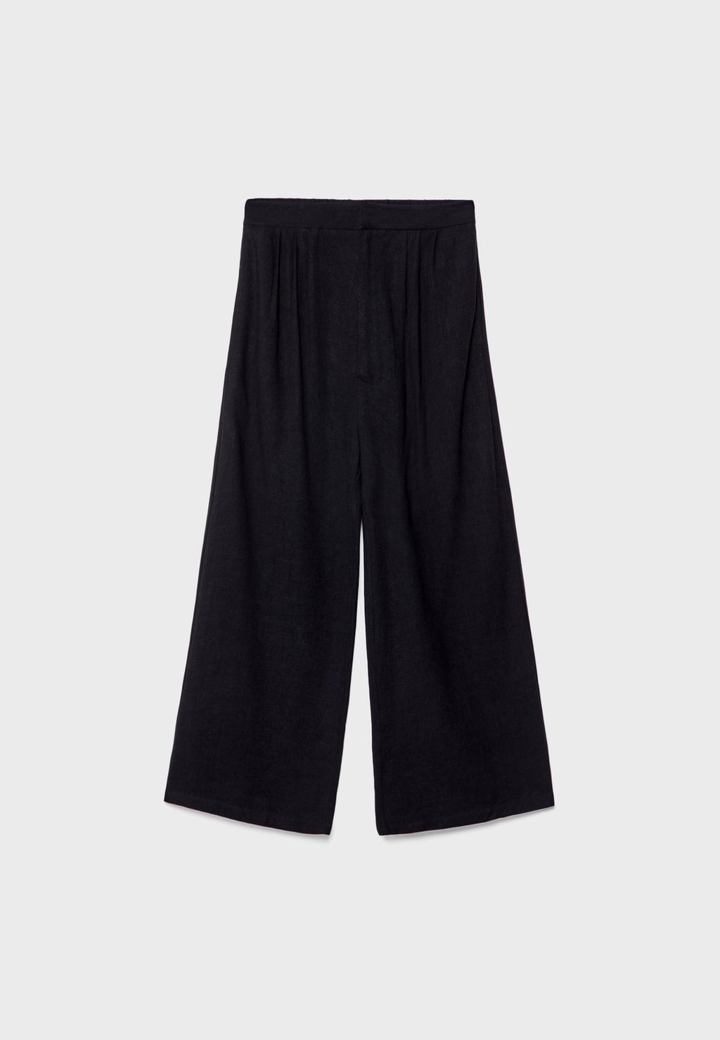 Pantalón culotte pinzas con lino