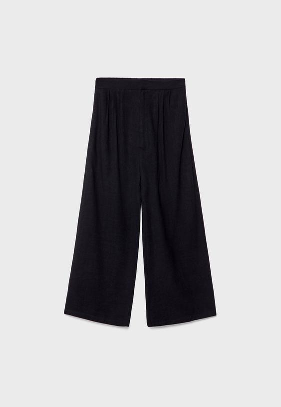 Keten karışımlı culotte pantolon_1