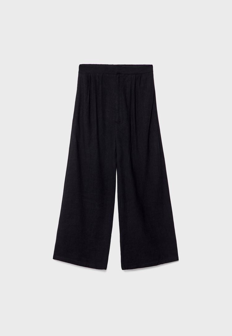 Keten karışımlı culotte pantolon_1