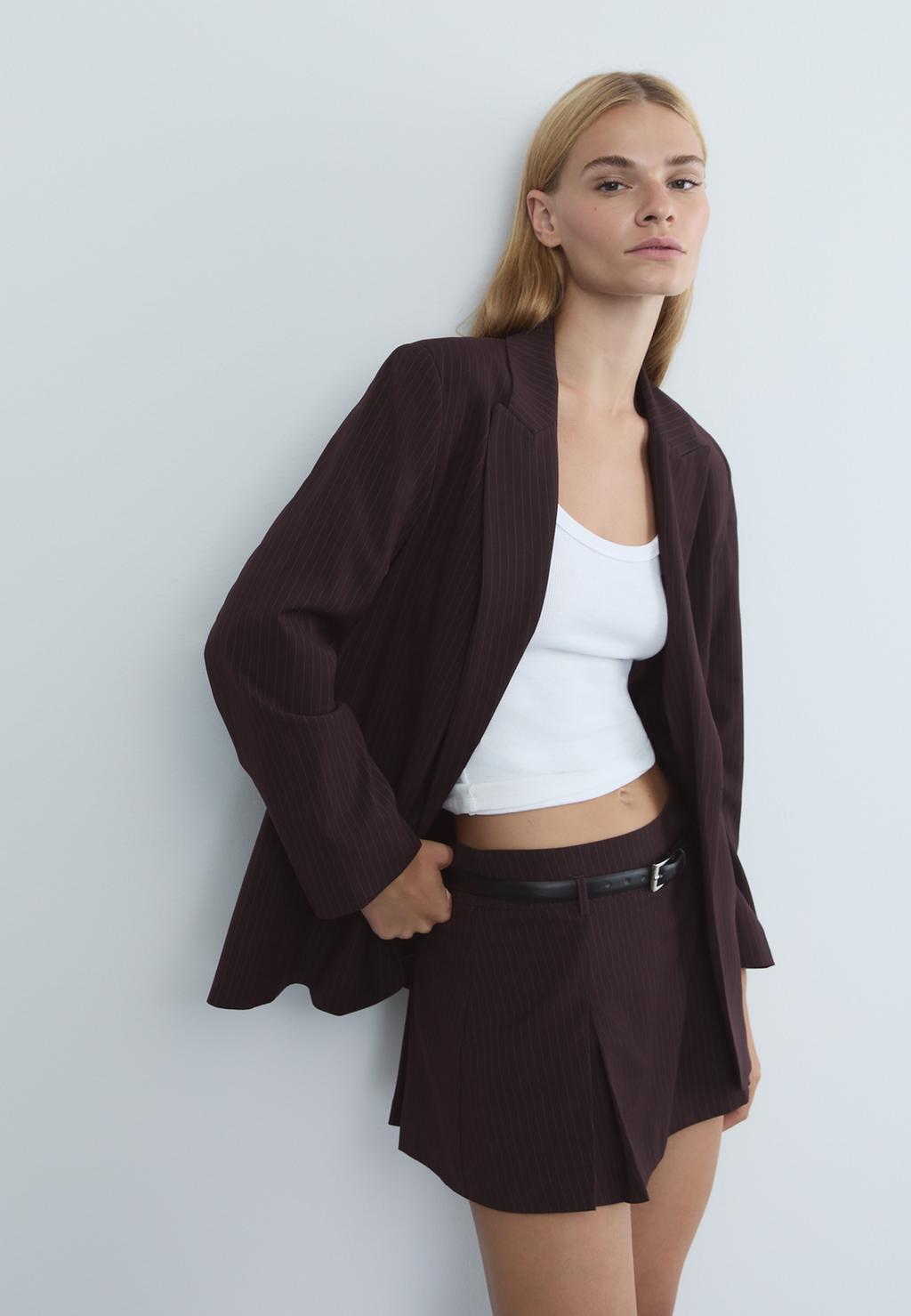 Offener Blazer mit Streifenstruktur