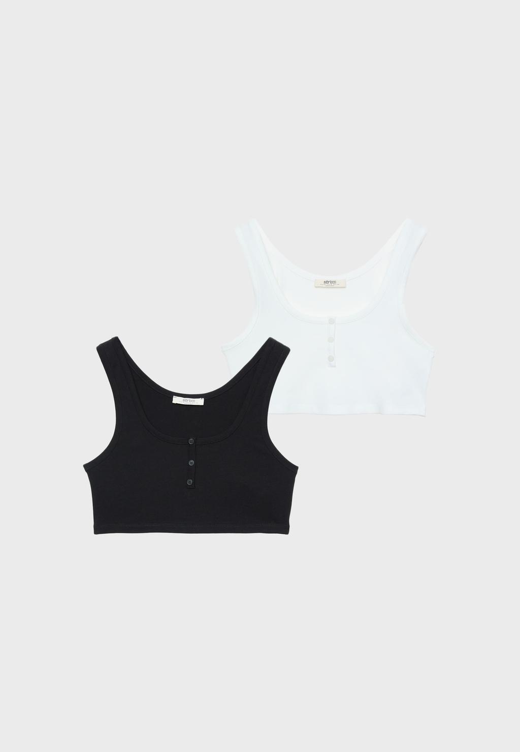 2'li Paket Düğmeli Bralet Atlet