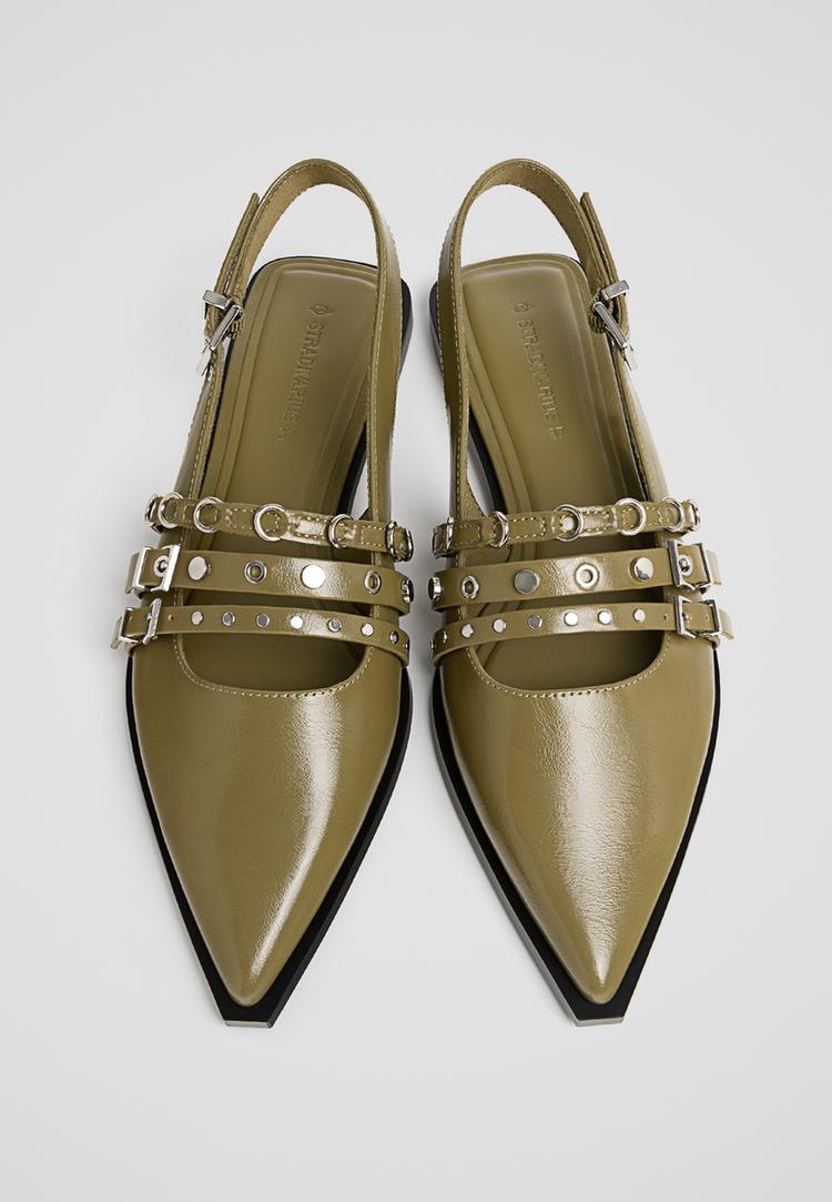 zapatos planos tiras hebillas