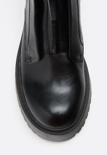Flat platform zip ankle boots — BLACK  5