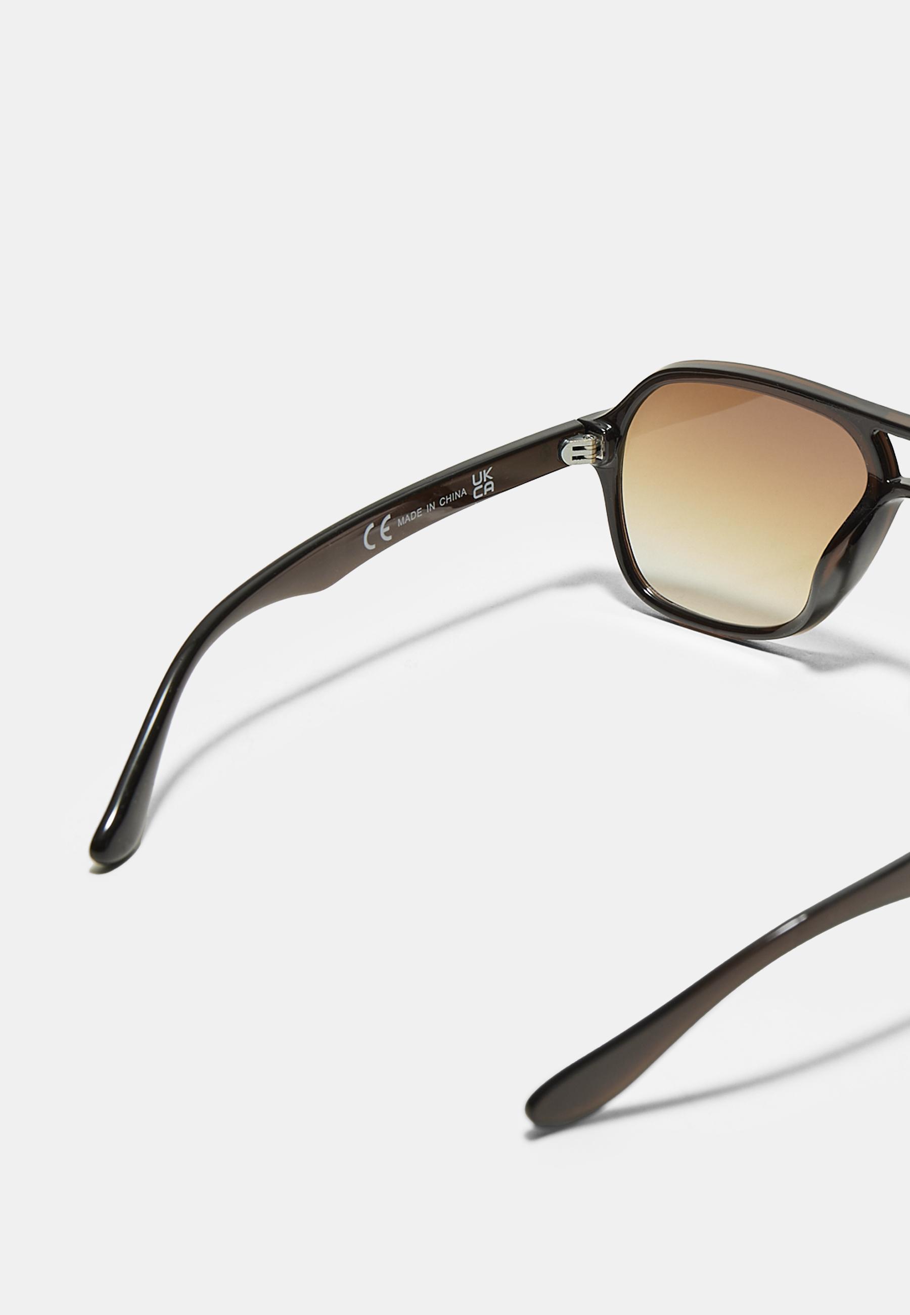 Double bridge resin sunglasses — Brown